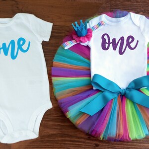 Tweeling regenboog eerste verjaardag outfit &quot;Teresa&quot; regenboog baby-outfits, cake smash outfit jongen meisje tweeling, tweeling outfits, tweeling verjaardag tutu set
