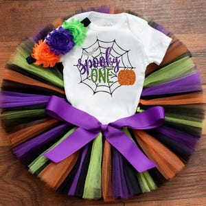 Baby Mädchen Halloween Geburtstag Outfit &#39;Spooky&#39; Kuchen Smash Tutu Set, Herbst Geburtstag Foto Outfit