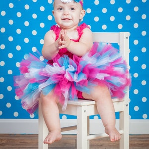 Conjunto de tutú de cumpleaños rosa y azul &#39;Photo Punks&#39;, atuendo personalizado para primer cumpleaños, conjunto de tutú para recién nacido, aplastamiento de pastel, fotos de 6 meses