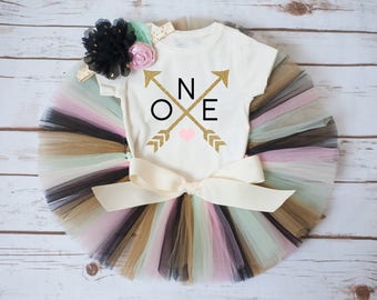 Arrow boho first birthday outfit girl