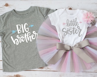 Big brother little sister outfit 'Zoe' brother and sister outfit, big brother little sister set, big sister little brother sibling outfit