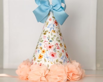 Sombrero floral para el primer cumpleaños de niñas - accesorio para pastel de flores silvestres