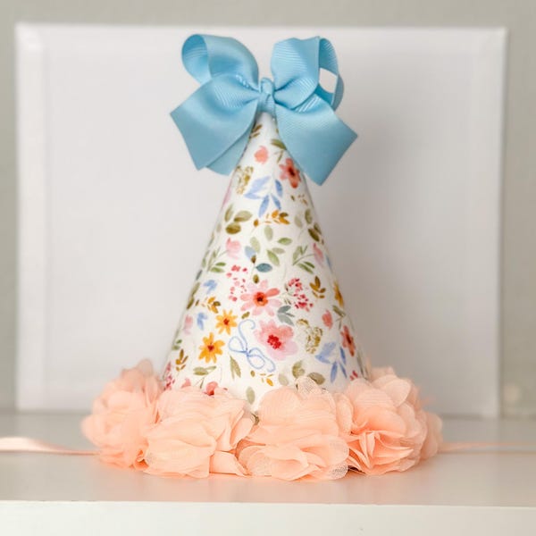 Bloemenhoedje voor eerste verjaardag voor babymeisjes - cake smash prop met wilde bloemen