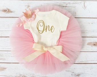 Pink and gold first birthday outfit girl 'Kristin' cake smash outfit girl pink gold, first birthday girl outfit, birthday tutu set pink gold