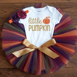 Little Pumpkin newborn girl fall outfit &#39;Autumn&#39; first Thanksgiving baby girl, photo outfit, little pumpkin fall tutu set