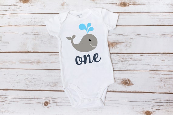 Whale First Birthday Bodysuit for Baby Boys 12 Month Boy | Etsy