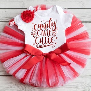 Candy Cane Cutie Christmas photo outfit baby girl &quot;Ava&quot; Toddler Christmas tutu set, holiday party outfit