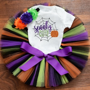 Baby girl Halloween tutu costume &#39;Spooky cute&#39; first halloween outfit for baby, toddler girl costume, witch tutu outfit