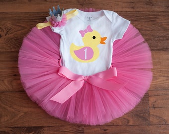 Rubber Ducky birthday outfit 'Bubblegum' Splish Splash Cake Smash tutu