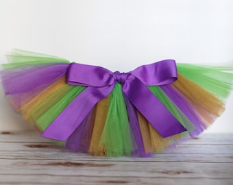 Mardi Gras tutu-rok - paars-gouden groene tule rok voor babymeisjes