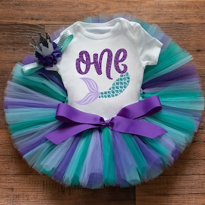 Mermaid first birthday outfit girl, mermaid cake smash tutu set, oneder the sea outfit, ocean birthday, sea first birthday outfit, one
