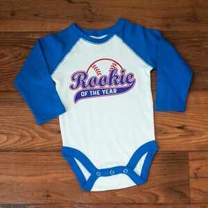Baby boys baseball rookie of the year outfit &#39;AJ&#39; first birthday cake smash bodysuit, baseball theme birthday outfit