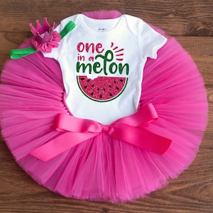 One in a melon outfit &#39;Addylyn&#39; pink watermelon first birthday cake smash outfit, sweet one, fruit first birthday melon, tutu set