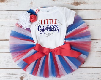Little sparkler outfit 'Betsy' July 4 baby girl outfit - red, white, and blue patriotic tutu set