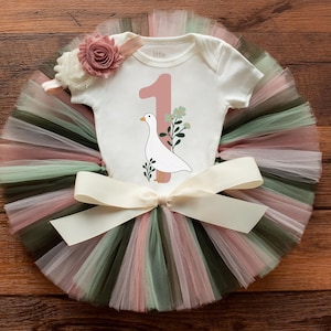 Goose first birthday outfit girl &#39;Flora&#39; one silly goose birthday outfit, our little goose cake smash, vintage floral duck
