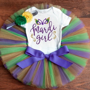 Mardi Gras Outfit Baby Girl, Toddler Girl Mardi Gras Shirt, Purple Green Gold Outfit, Girls Carnival Parade tutu set