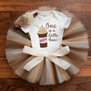 One is a latte fun first birthday outfit girl &quot;Latte&quot; coffee frappe baby girl first birthday cake smash