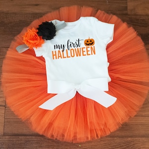 My first Halloween outfit baby girl "Kathy" orange pumpkin newborn tutu set image 1