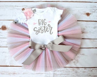 Big sister outfit "Zoe" big sister outfit toddler girl big sister announcement big sister gift gender reveal outfit for big sister tutu