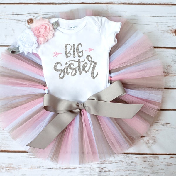 Big sister outfit "Zoe" big sister outfit toddler girl big sister announcement big sister gift gender reveal outfit for big sister tutu