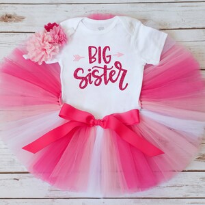 Rosa große Schwester Outfit &quot;&quot;Skye&quot;&quot; Kleinkind Mädchen große Schwester Ankündigung, Geschenk Geschlecht offenbaren Outfit.&quot;