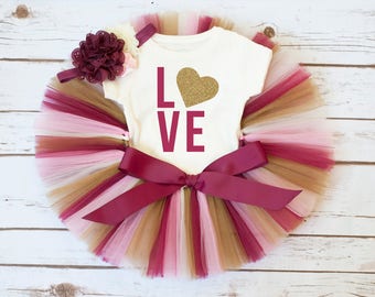 Valentines day outfit for baby girl "Joy" girl valentines outfit, valentines day tutu outfit, first valentines day girl newborn tutu set