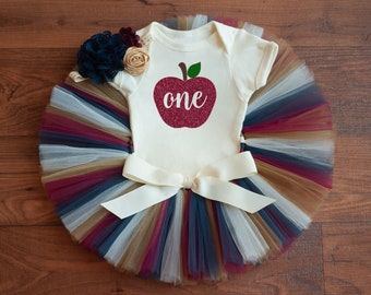 Apple first birthday outfit "Willa" apple of our eyes tutu, headband, bodysuit