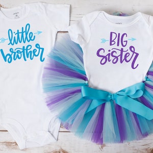 Big sister little brother outfits 'Audrey' newborn sibling outfit, boy girl sibling outfits, big sister tutu set, little brother bodysuit