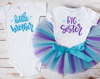 Big sister little brother outfits 'Audrey' brother and sister outfit, newborn sibling outfit, boy girl sibling outfits, big sister tutu set