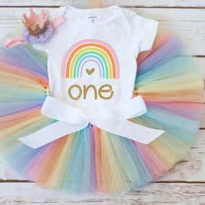 Rainbow birthday outfit for girls, pastel rainbow first birthday, 2nd bday tutu, baby birthday cake smash outfit girl