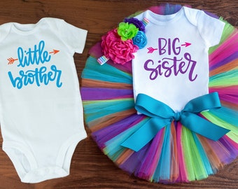 Big sister little brother outfits 'Teresa' brother and sister outfit, newborn sibling outfit, boy girl sibling outfits, big sister tutu set