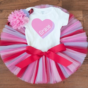 Valentines day baby outfit Ava XOXO girls valentine party outfit first valentines tutu set baby girl valentines outfit red and white tutu