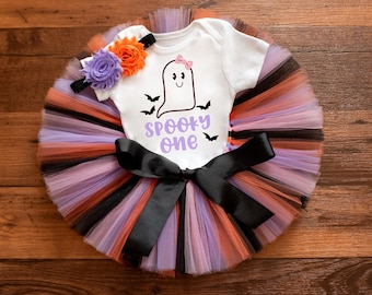 The spooky one outfit "June" ghost first birthday cake smash tutu set