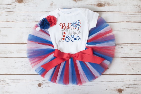 Red White and Cute First Fourth of July Outfit Newborn Girl 'betsy