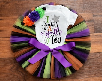 I put a spell on you outfit 'Spooky' baby girl Halloween tutu set