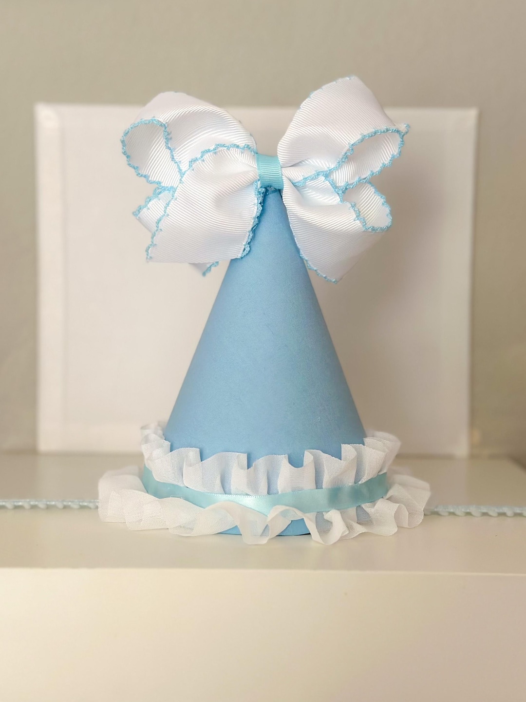 Blue Gingham and Bows Girls First Birthday Party Hat - Etsy