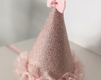 Pink first birthday hat for baby girls