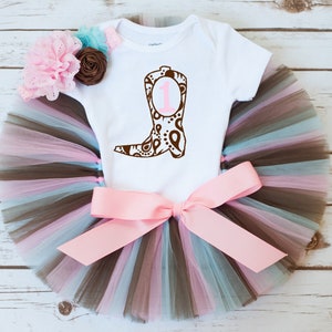 Cowgirl birthday outfit &#39;Boot&#39; western first birthday tutu set, cake smash outfit, first rodeo, farm bday theme