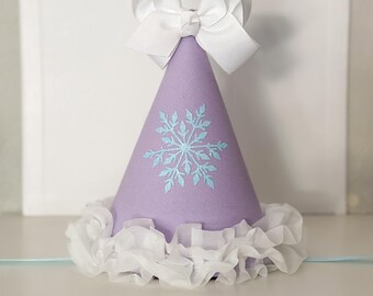 Little Snowflake birthday hat - pastel winter onederland