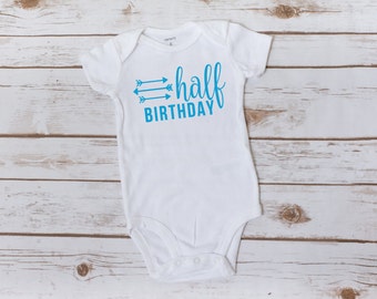 Boy half birthday outfit, boys bodysuit for baby half birthday, 6 month photo outfit boy