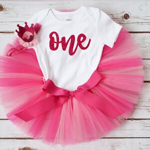 Pink first birthday outfit girl &#39;Anita&#39; pink cake smash outfit, girls birthday tutu, toddler 2nd bday shirt