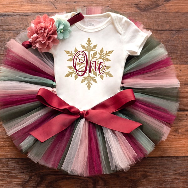 Winter onederland outfit "Cranberry" maroon pink winter birthday outfit, one winter birthday outfit girl, Christmas birthday tutu outfit