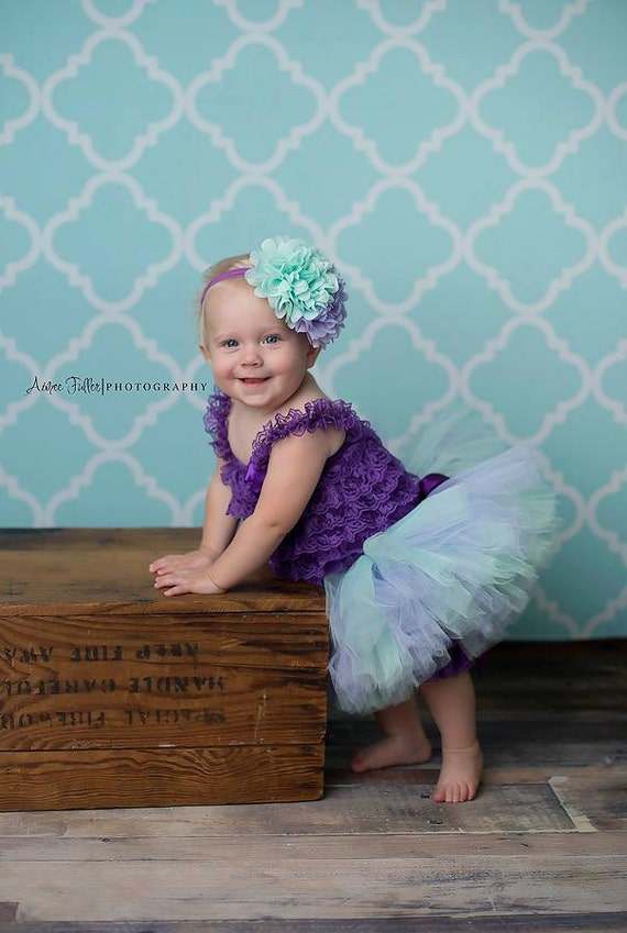 Purple and Mint Tutu Set kate Lavender Mint 1st Birthday Tutu