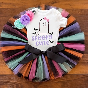 Baby girl Halloween tutu costume 'Spooky cute' Boo first halloween outfit baby girl, toddler girl halloween outfit costume, newborn girl