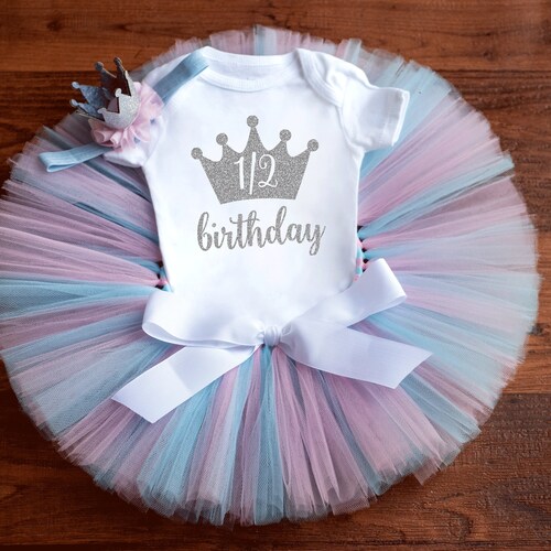 Half Birthday Girl Outfit 'luca Gold' 6 Month Photo Etsy