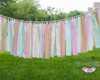 Pink, Mint and Gold first birthday high chair banner "Nieva Gold"