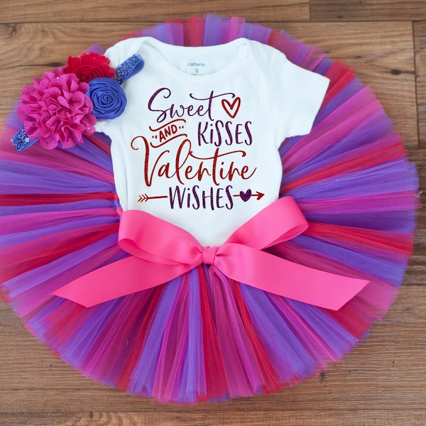 Valentines wishes outfit girl "Abby" first valentines day outfit, valentines baby girl tutu, valentines outfit toddler girl valentine tutu