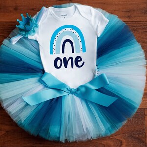 Blue Rainbow first birthday outfit for girls &#39;Skye&#39; 2nd bday, rainbow baby cake smash outfit girl