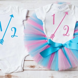 Boy and girl twins half birthday matching outfits &#39;Prince and Princess&#39;