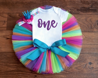 Rainbow birthday outfit for girls "Teresa" birthday outfit girl, 1 2 3 4 5 6 birthday outfit all ages two three four rainbow birthday tutu